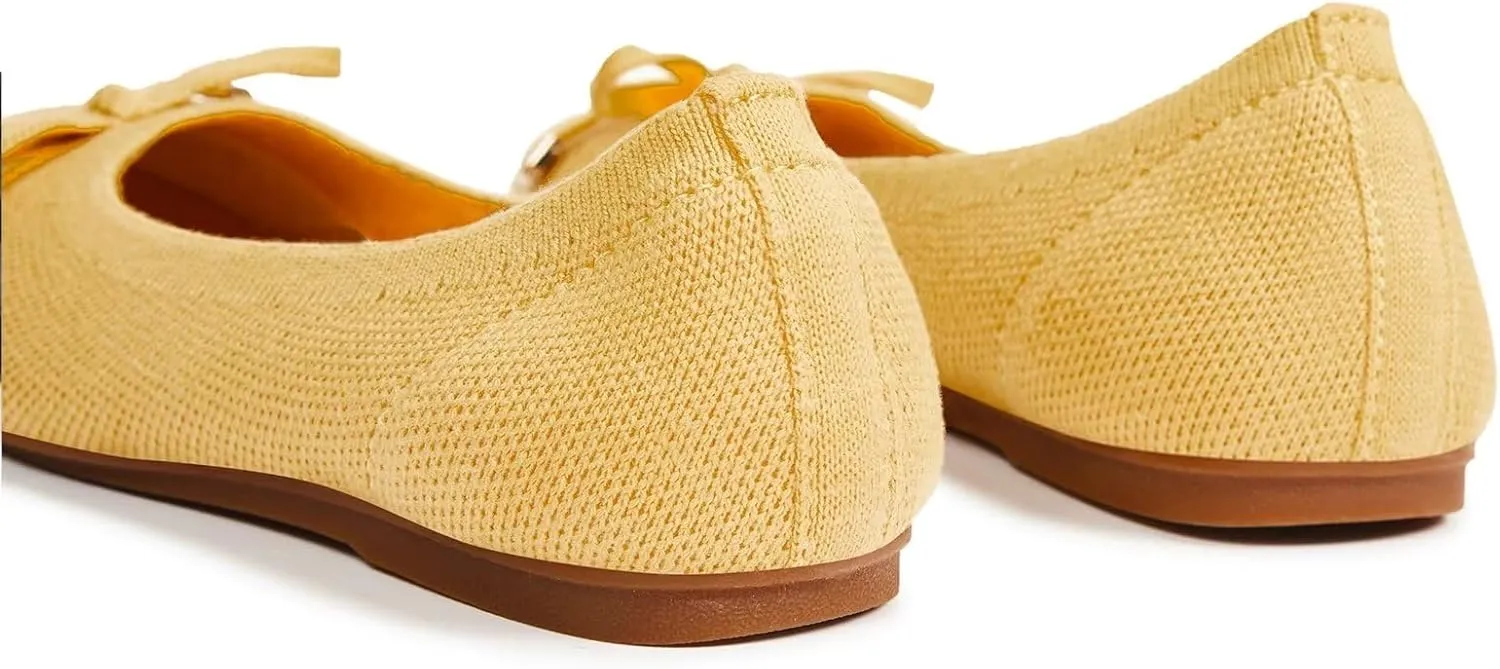 Frank Mully Women's Ballet Flats Round Toe Walking Flats Slip On Work Shoes Knitted Flats Shoes for Woman Soft Lightweight