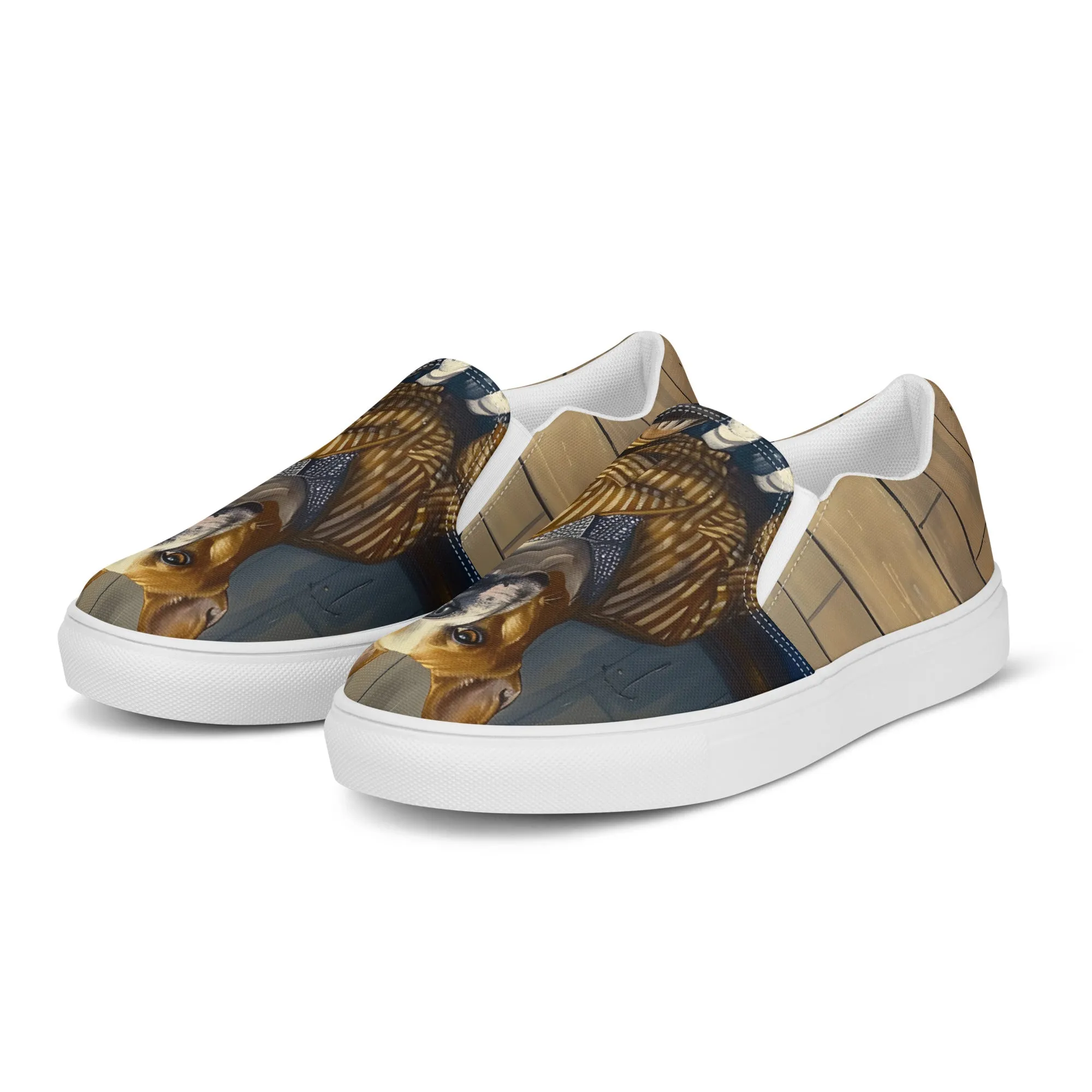Furry Friend in Robe Women’s slip-on canvas shoes