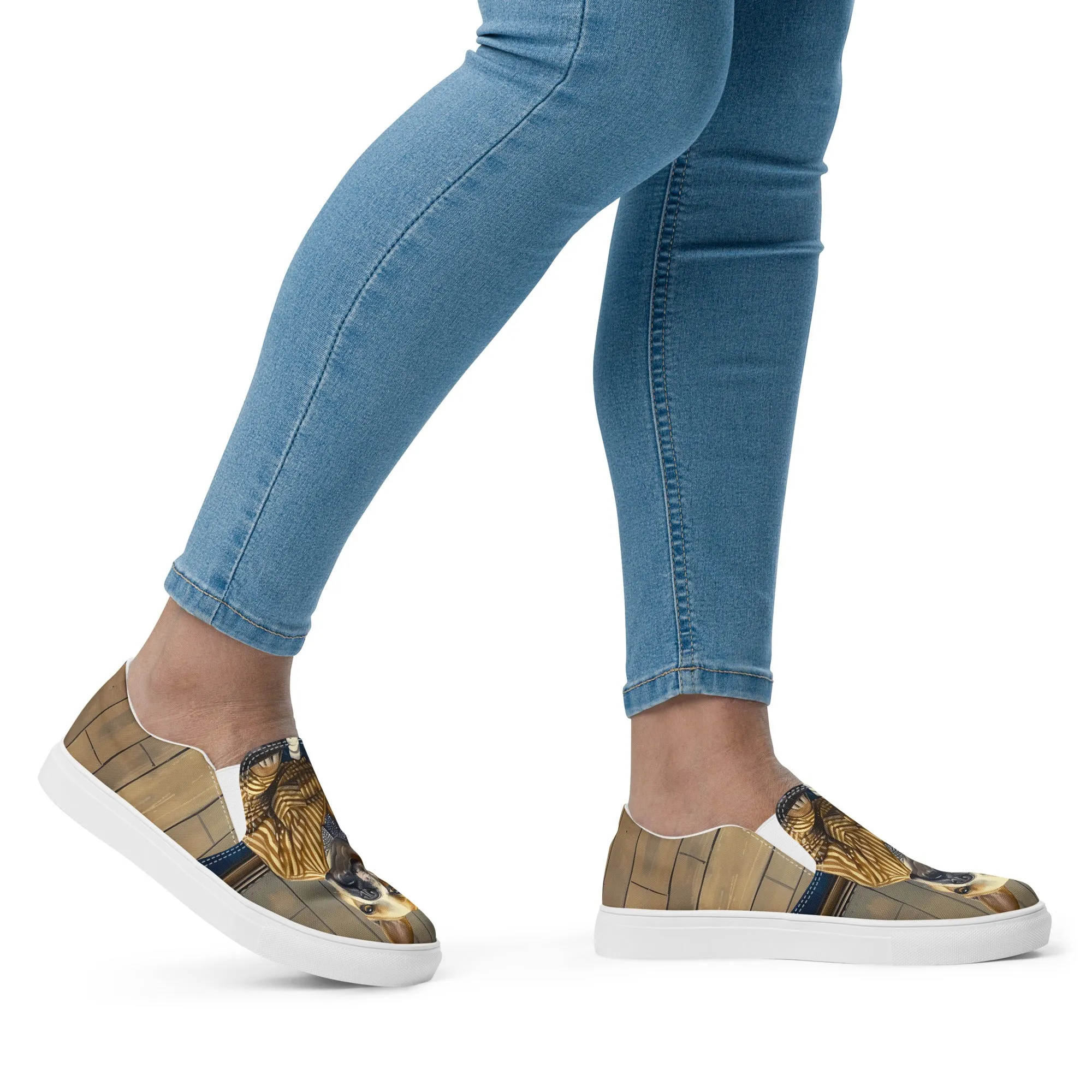 Furry Friend in Robe Women’s slip-on canvas shoes