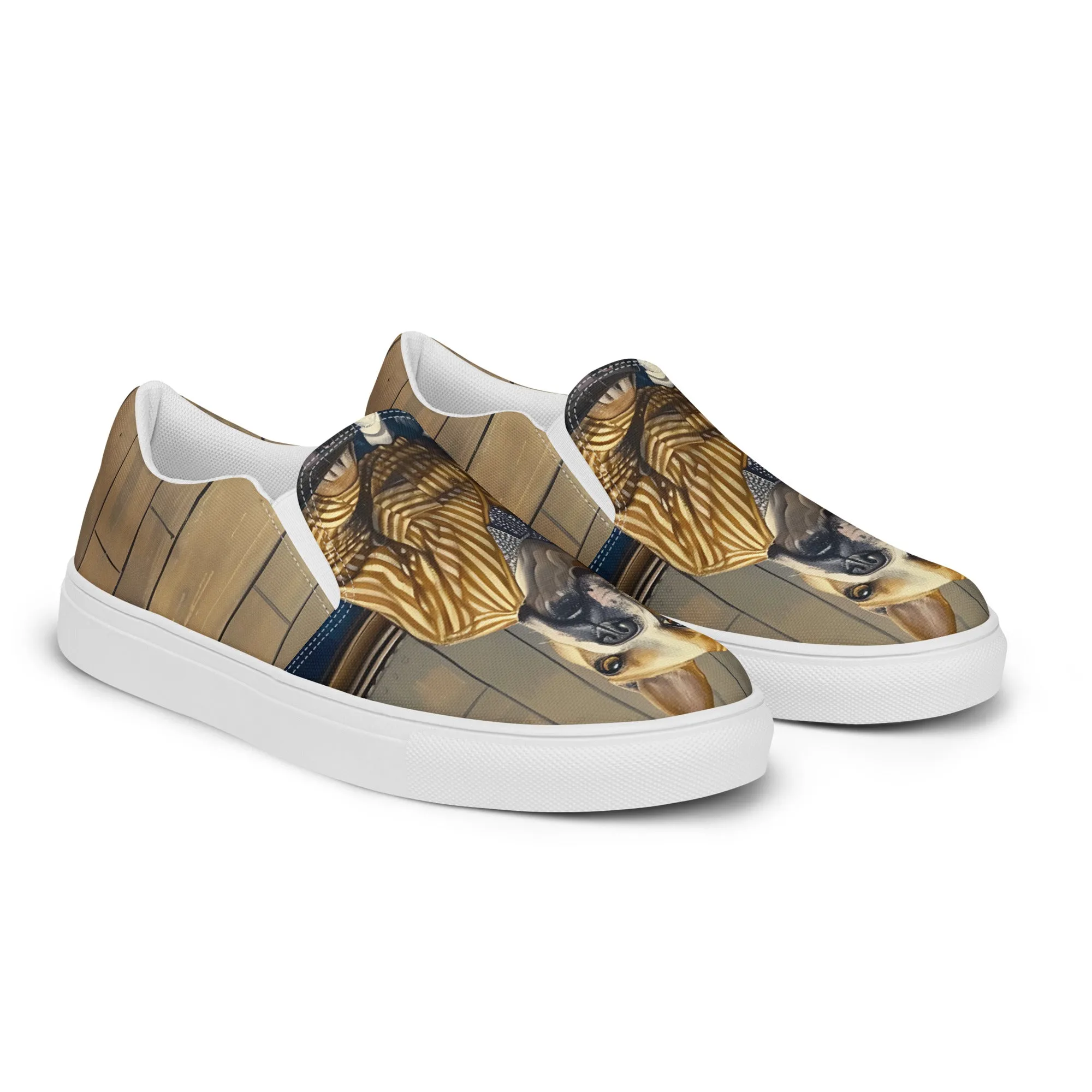 Furry Friend in Robe Women’s slip-on canvas shoes
