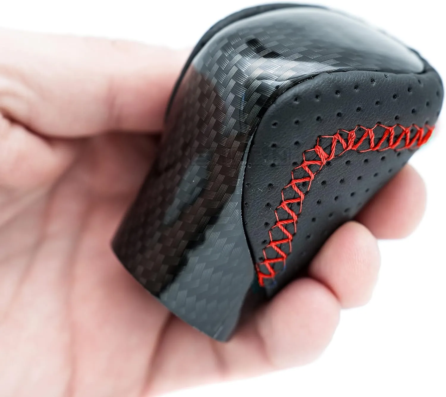 Gear Shift Knob Shifter for Lexus ES GS GX is NX RC RX 200t 300 350 3450h 450hL 350L (Black Leather Red Stitch/Carbon Look)