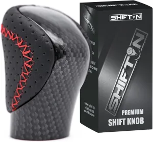Gear Shift Knob Shifter for Lexus ES GS GX is NX RC RX 200t 300 350 3450h 450hL 350L (Black Leather Red Stitch/Carbon Look)