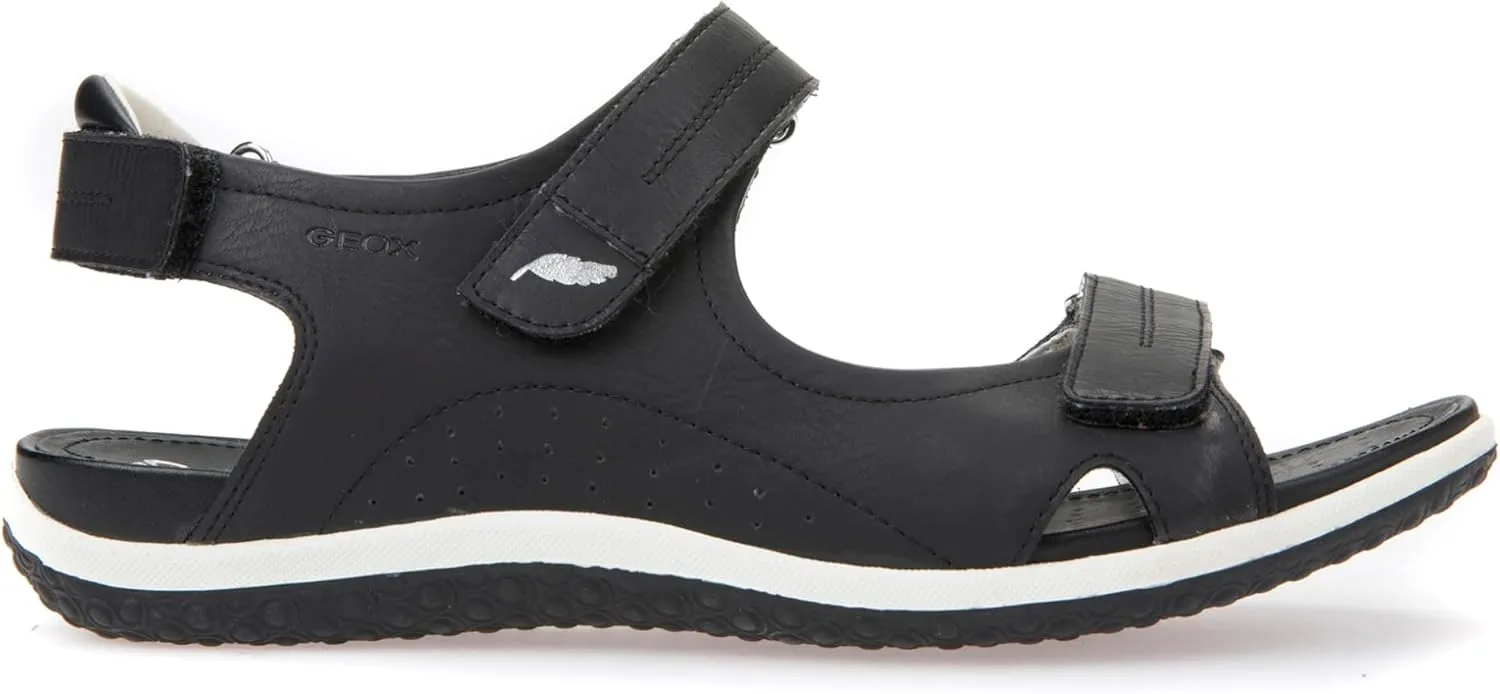 Geox Women's D Sandal Vega A Flat, Black, 7