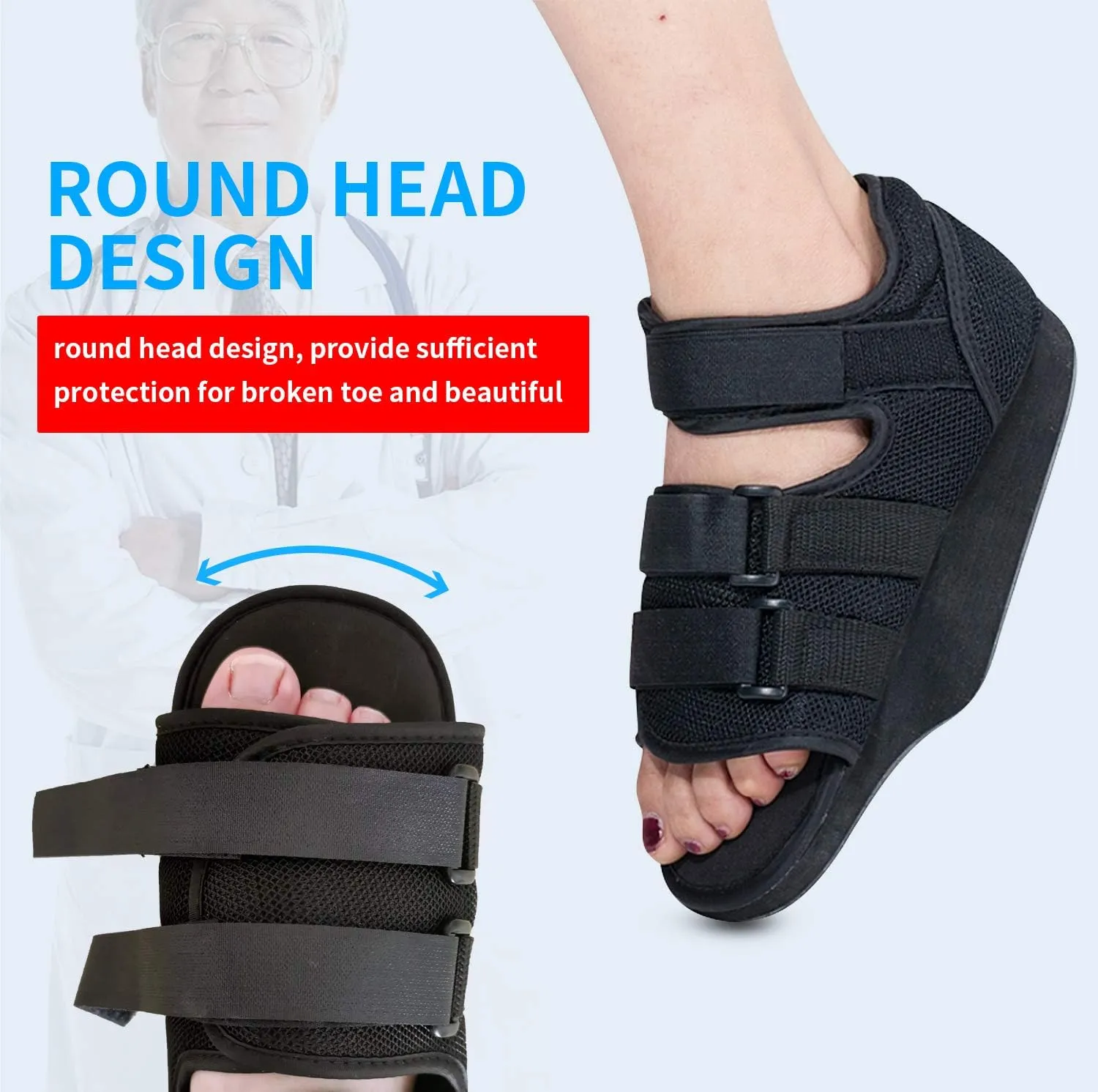 GHORTHOUD Post op Shoes for Broken Toe Surgery Forefoot Offloading Healing Boot Post Surgical Wedge Foot Splint for Surgery for Children Kids (Small)