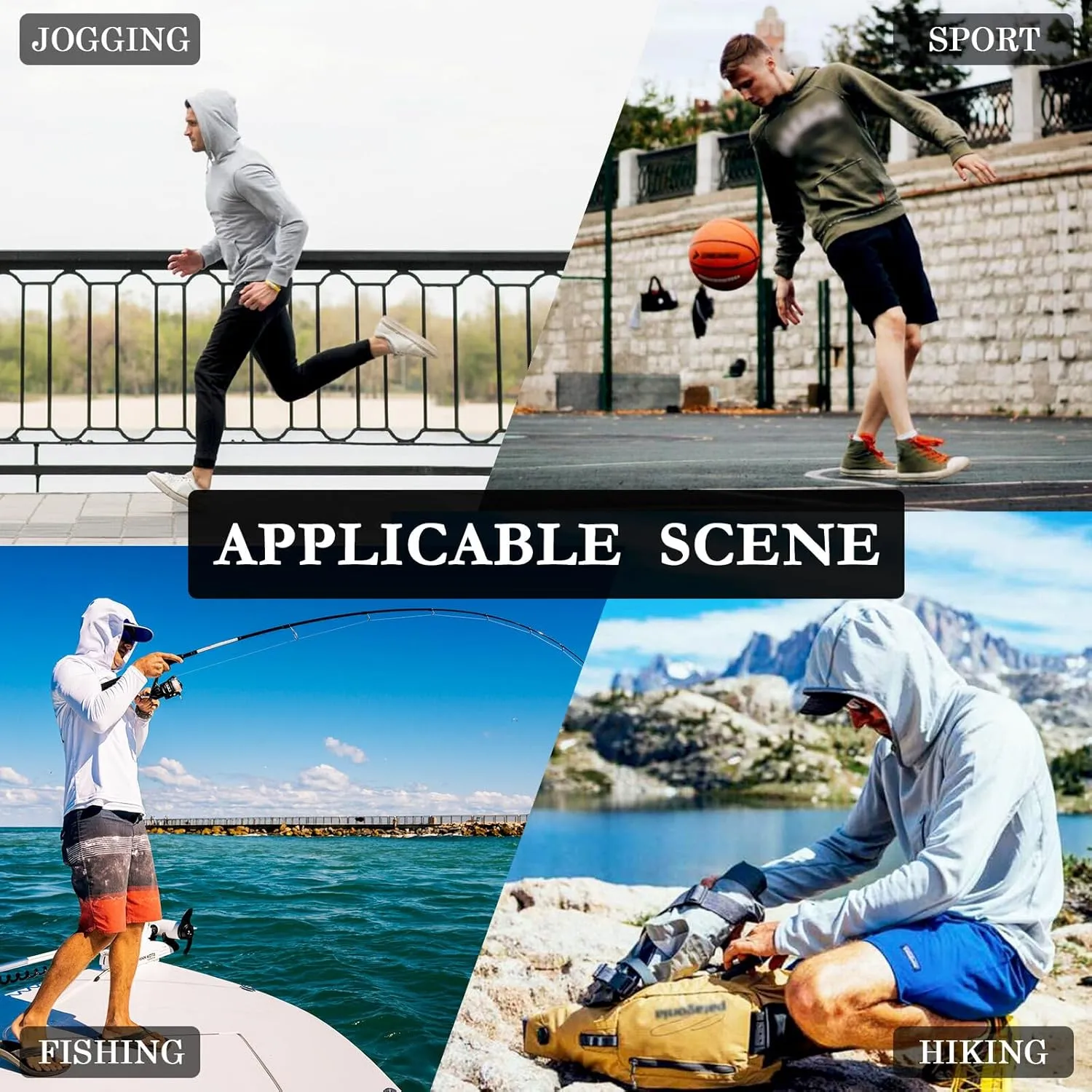 Gingham Floral Mens Hoodie Sun Protection Long Sleeve Sun Shirt with Hood UPF 50  Swim Shirt UV Hooded Rashguard for Men
