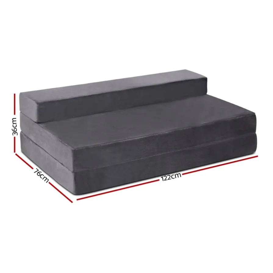 Giselle Bedding Foldable Mattress Folding Foam Bed Mat Double Grey FOAM-MFM-CU01-DOU-VEL-GY