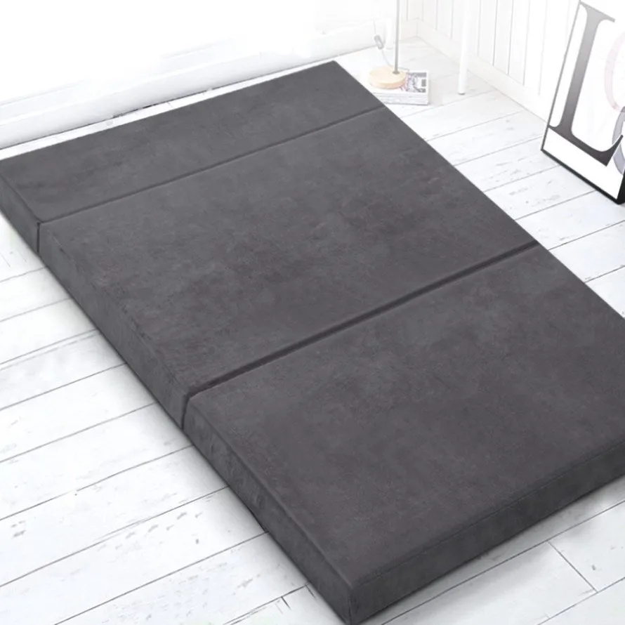 Giselle Bedding Foldable Mattress Folding Foam Bed Mat Double Grey FOAM-MFM-CU01-DOU-VEL-GY