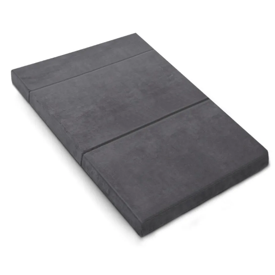 Giselle Bedding Foldable Mattress Folding Foam Bed Mat Double Grey FOAM-MFM-CU01-DOU-VEL-GY