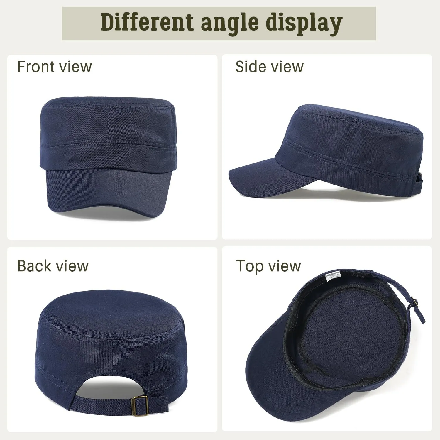 Glamorstar Unisex Cadet Army Hats 4 Pieces Military Flat Top Newsboy Cap