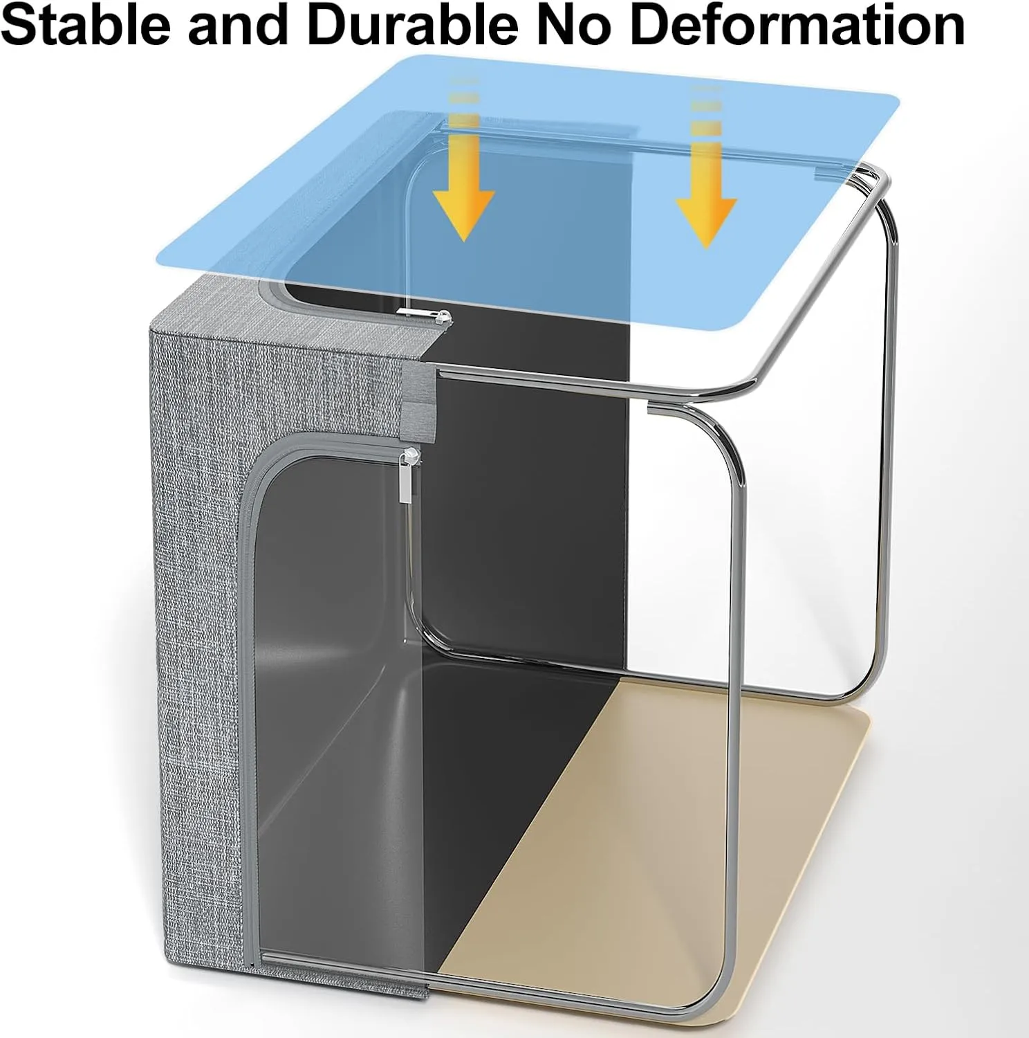 GoMaihe Clothes Storage Bin with Metal Frame: 6-Pack Stackable Clothing Storage Bin with Lid for Upper Closet, Fabric Storage Bag Organizer Boxes for Sweaters Seasonal Clothes Bedding Towels 55L