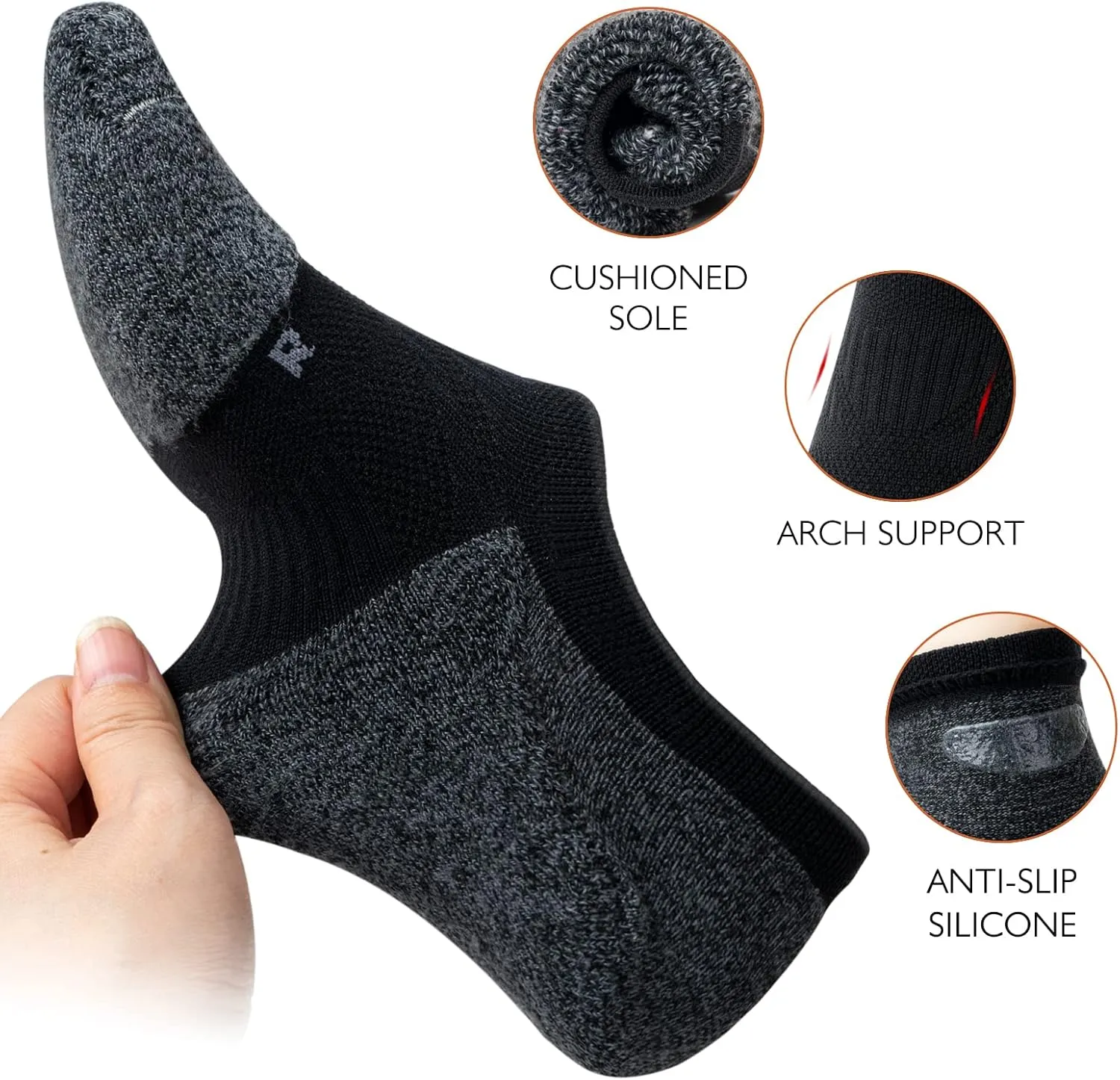Gonii No Show Socks Womens Athletic Compression Running Low Cut Cushioned Socks 5 Pairs