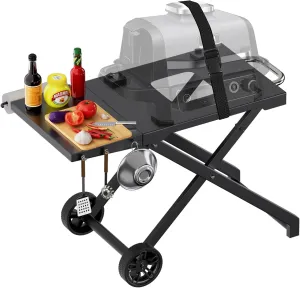Grill Stand for Ninja Woodfire Outdoor OG700 OG800 Series, Portable Folding Grill Table Cart for Ninja Woodfire OG701 OG850 OG951 and OO101 Pizza Oven with Ninja Side Table