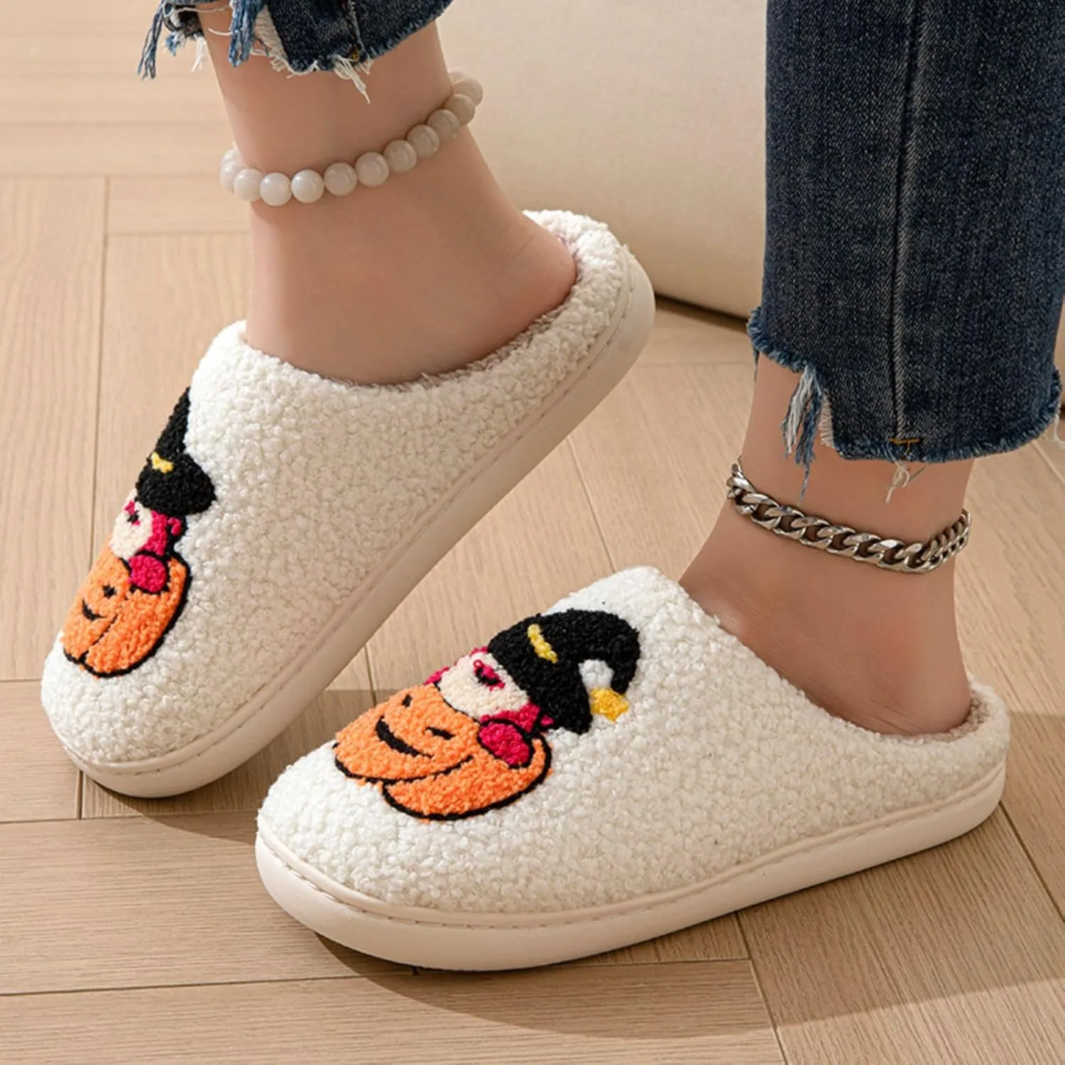 Grimace Halloween Soft Plush Comfy Slippers - Pumpkin Slippers, Slip-on, Cozy Indoor/Outdoor, Fluffy for Women & Men