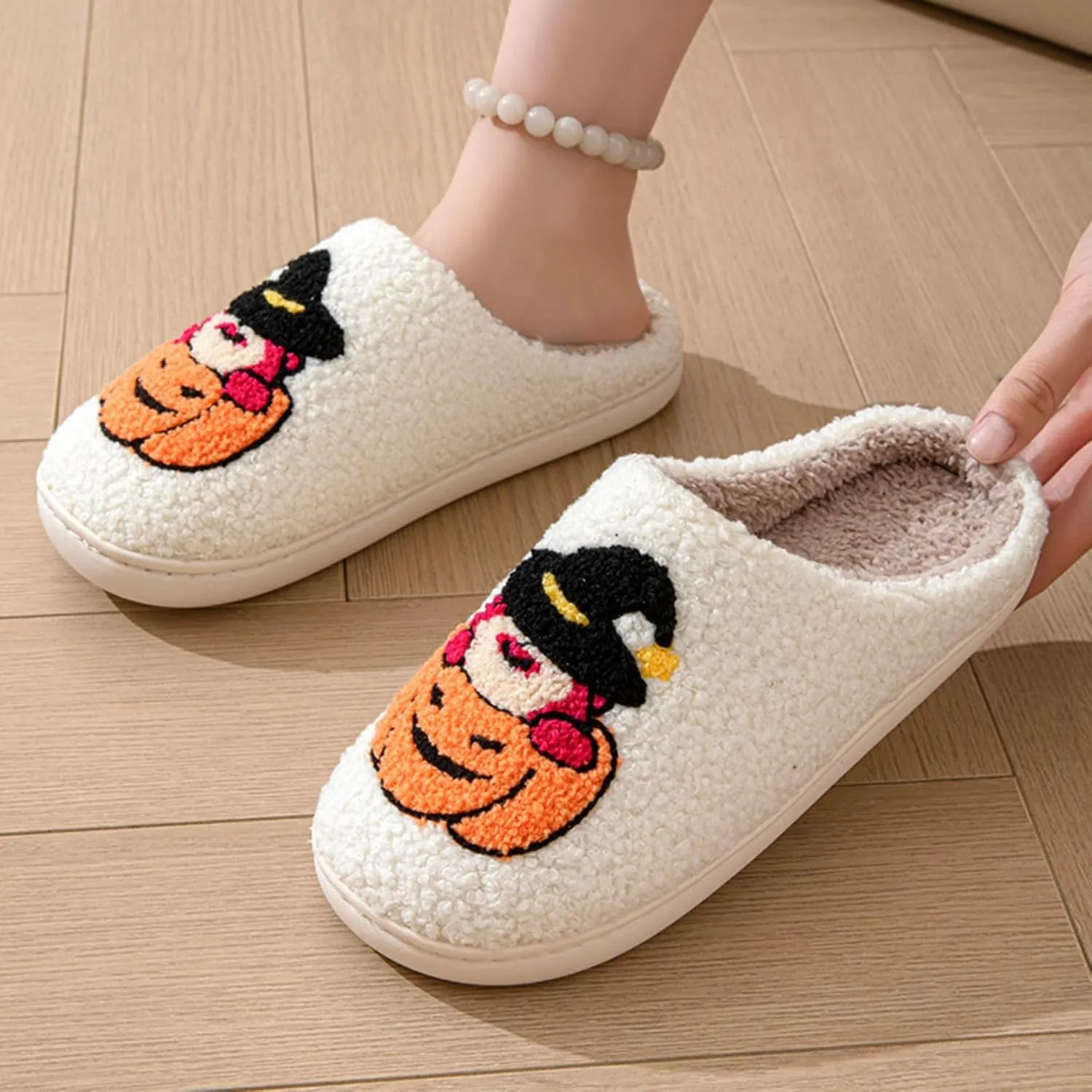 Grimace Halloween Soft Plush Comfy Slippers - Pumpkin Slippers, Slip-on, Cozy Indoor/Outdoor, Fluffy for Women & Men