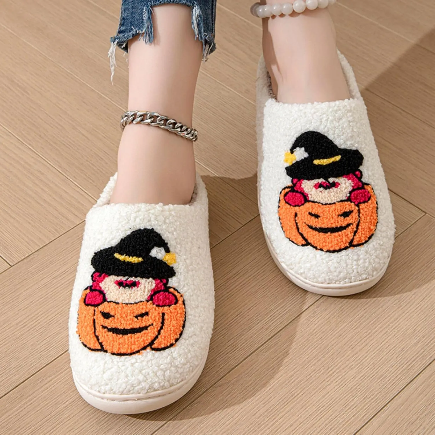 Grimace Halloween Soft Plush Comfy Slippers - Pumpkin Slippers, Slip-on, Cozy Indoor/Outdoor, Fluffy for Women & Men
