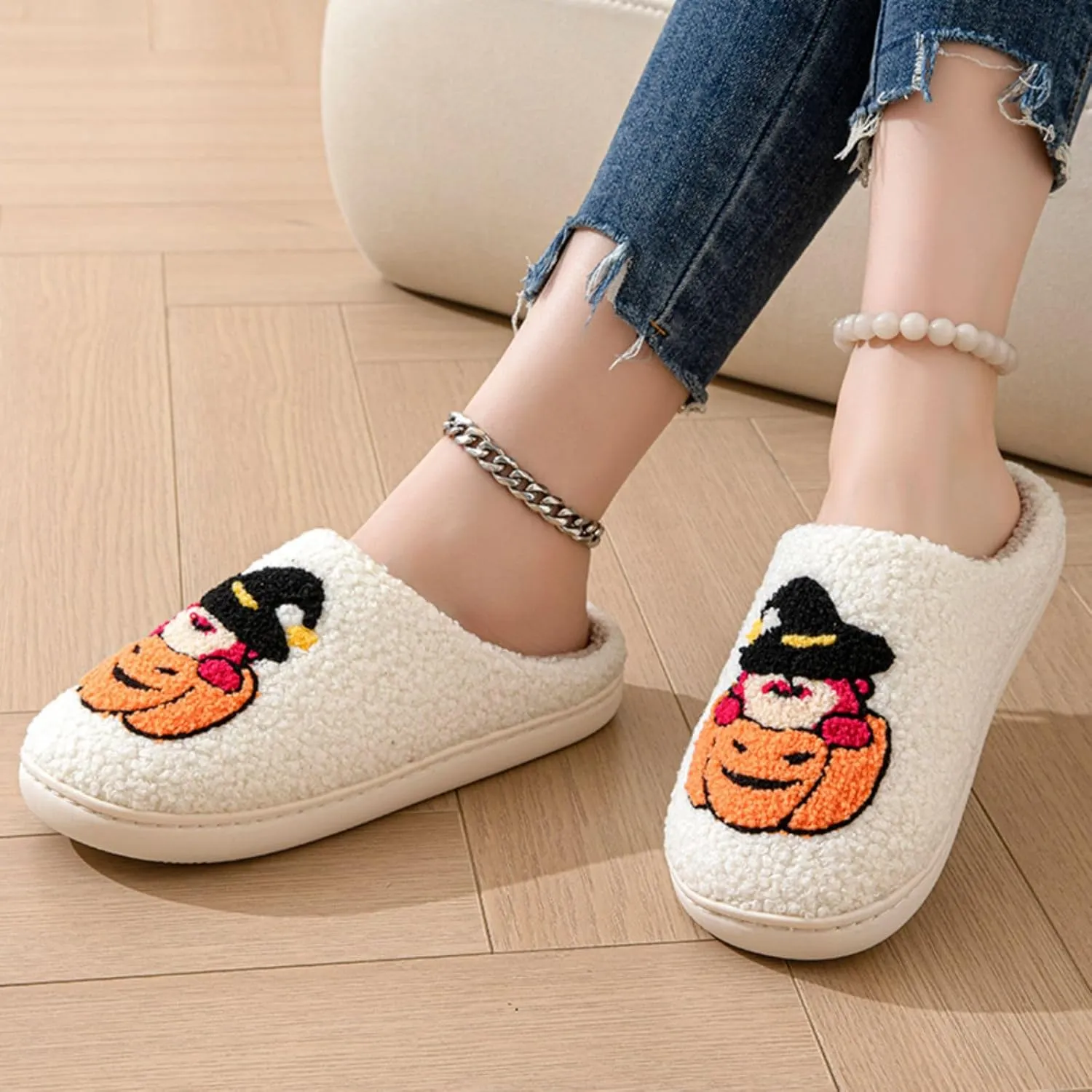 Grimace Halloween Soft Plush Comfy Slippers - Pumpkin Slippers, Slip-on, Cozy Indoor/Outdoor, Fluffy for Women & Men