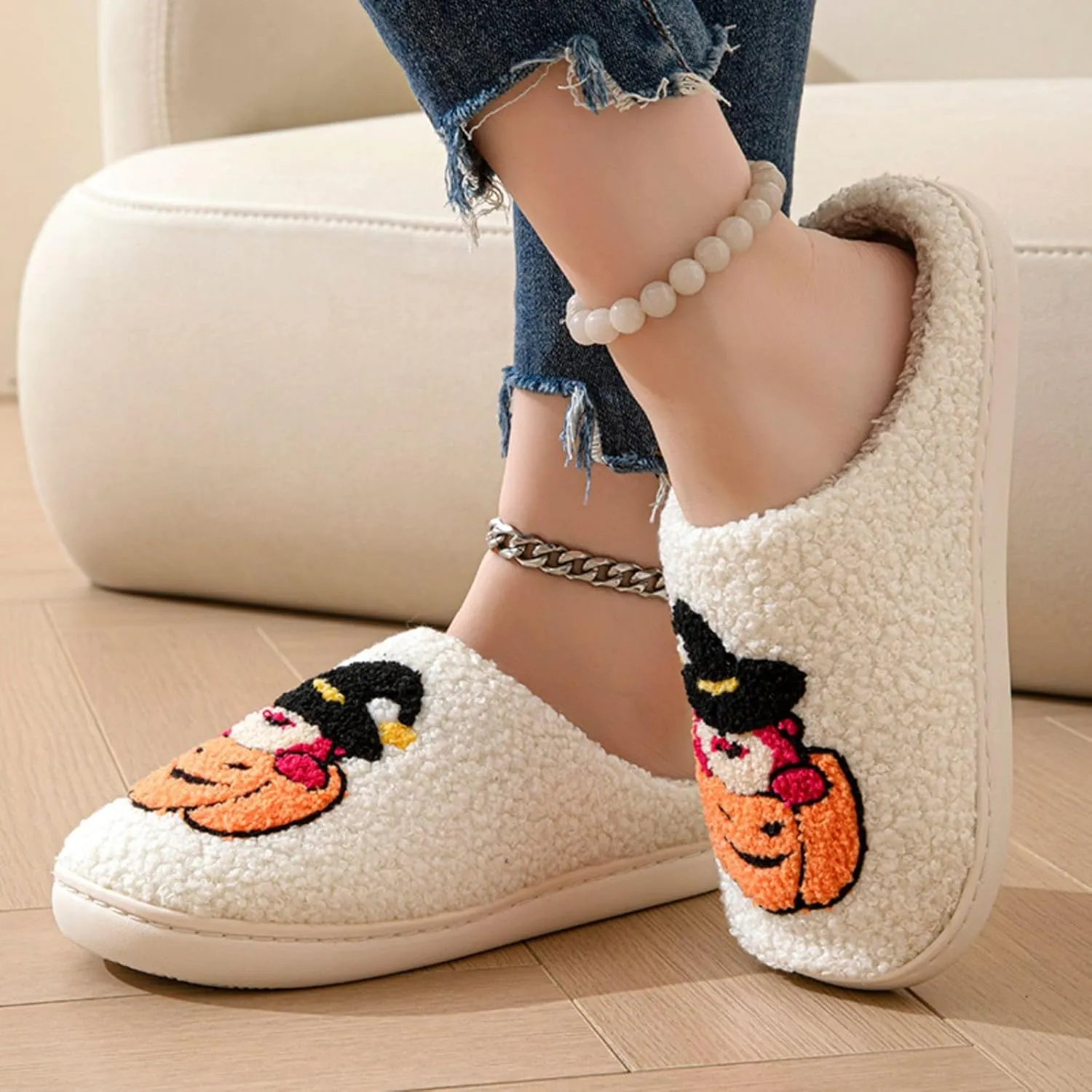 Grimace Halloween Soft Plush Comfy Slippers - Pumpkin Slippers, Slip-on, Cozy Indoor/Outdoor, Fluffy for Women & Men