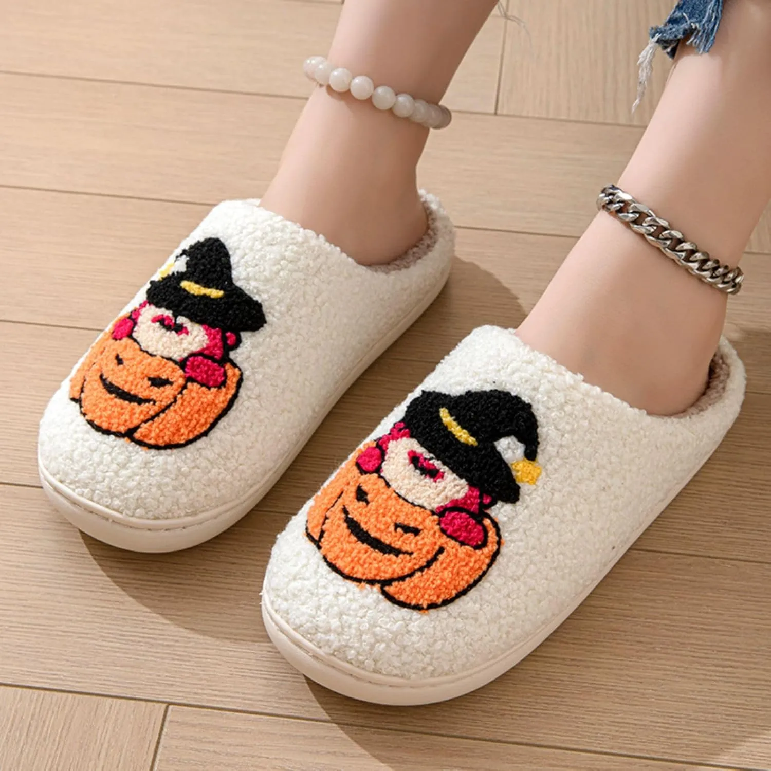 Grimace Halloween Soft Plush Comfy Slippers - Pumpkin Slippers, Slip-on, Cozy Indoor/Outdoor, Fluffy for Women & Men