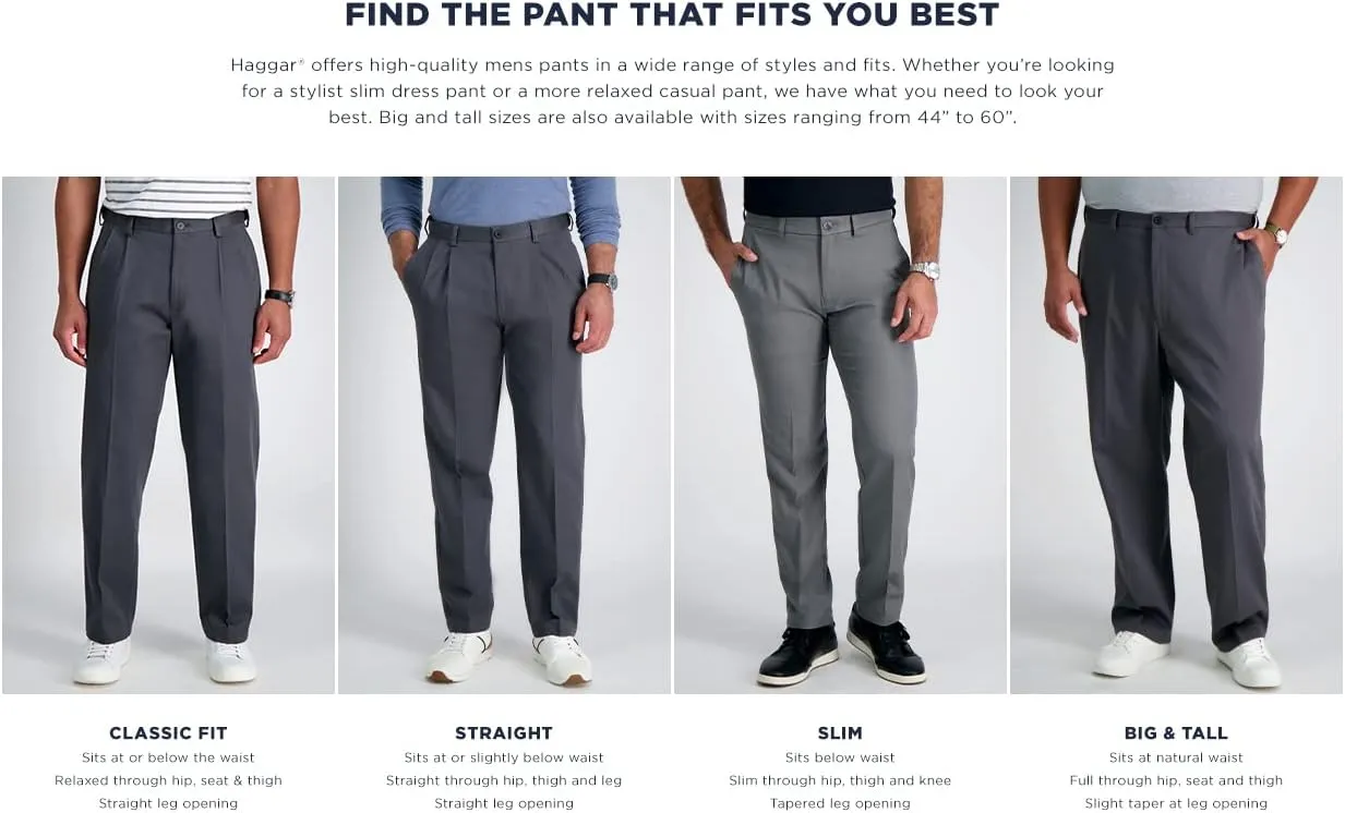 Haggar Men's 4 Way Stretch Ultra Slim Flat Front Dress Pant