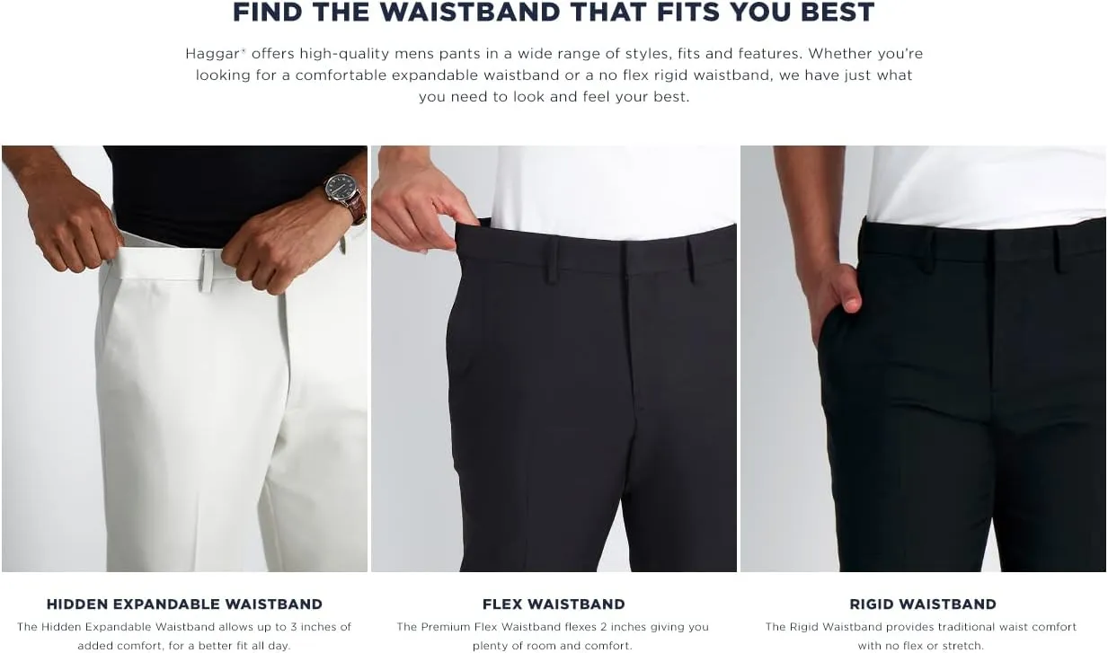 Haggar Men's 4 Way Stretch Ultra Slim Flat Front Dress Pant