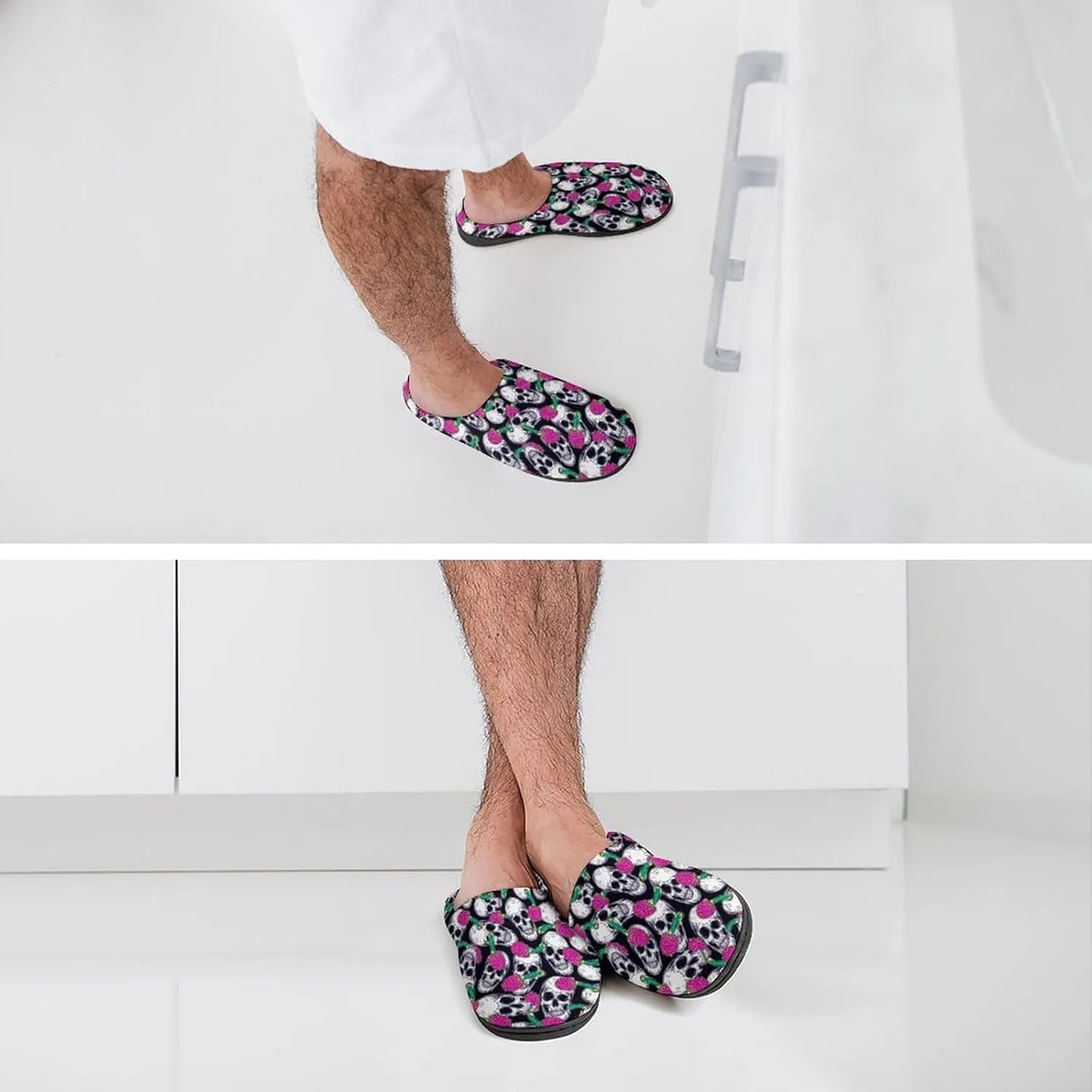 Halloween House Slippers For Woman Mens Memory Foam Bedroom Slippers Indoor Outdoor Slip-On Shoes Funny Fall Slippers