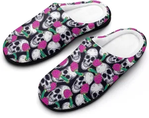 Halloween House Slippers For Woman Mens Memory Foam Bedroom Slippers Indoor Outdoor Slip-On Shoes Funny Fall Slippers