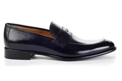 Handmade Black Leather Moccasins for Men - Slip-On Loafers