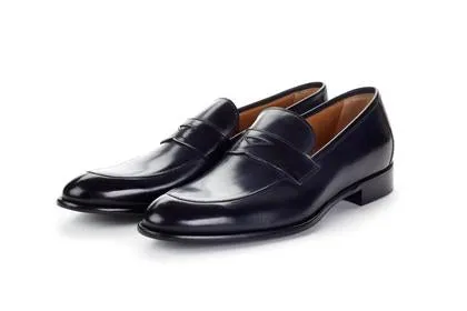 Handmade Black Leather Moccasins for Men - Slip-On Loafers