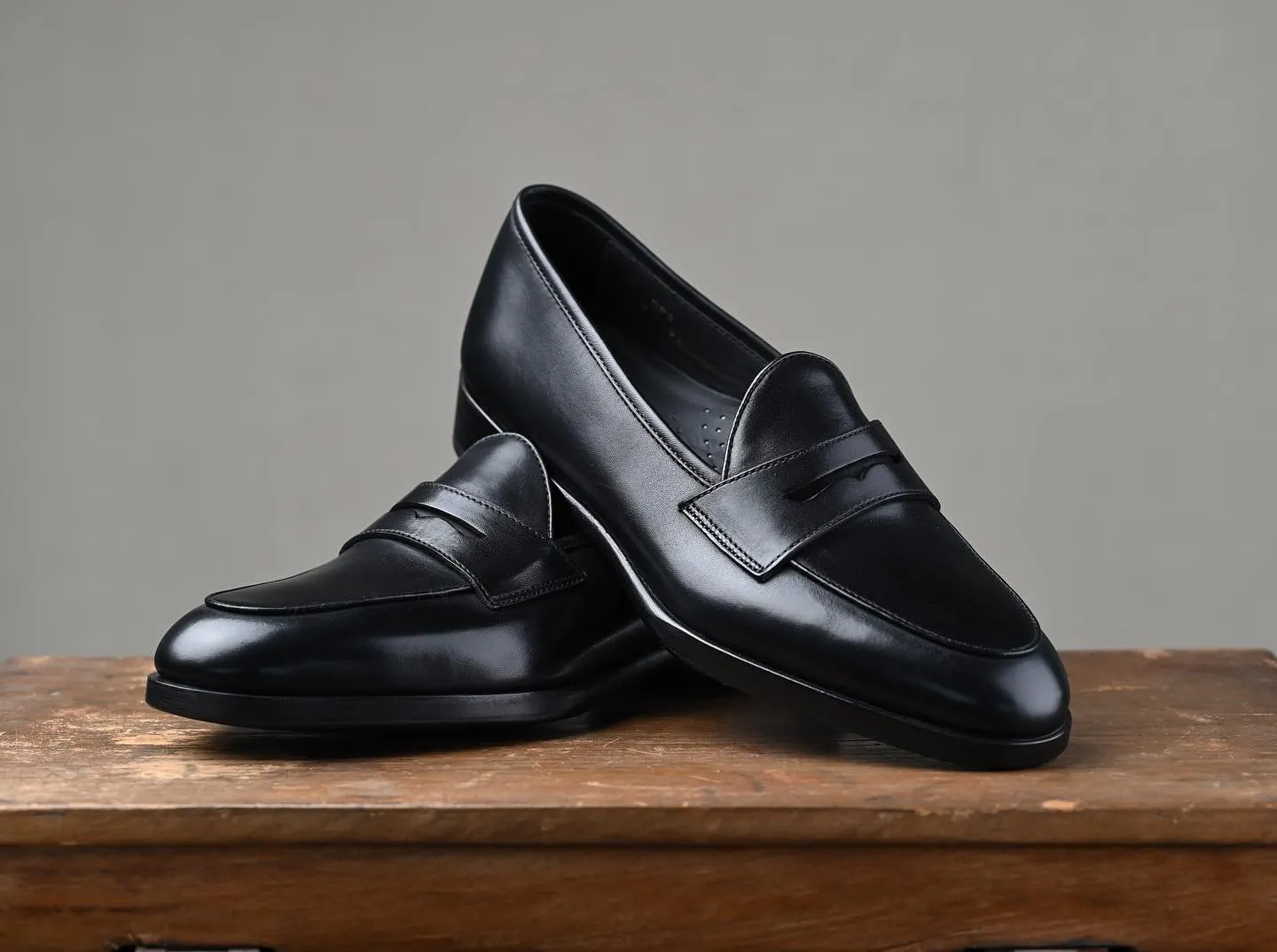 Handmade Men black leather moccasins, Men black leather penny loafer, Shoes