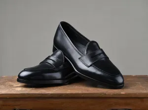 Handmade Men black leather moccasins, Men black leather penny loafer, Shoes