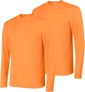 Hanes Men's Long Sleeve Cool DRI T-Shirt UPF 50 , Safety Orange, Medium (Pack of 2)