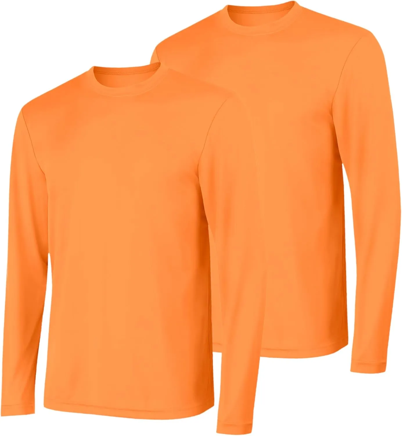 Hanes Men's Long Sleeve Cool DRI T-Shirt UPF 50 , Safety Orange, Medium (Pack of 2)