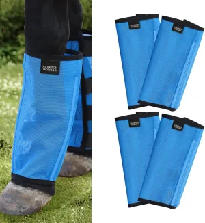 Harrison Howard Loose Fitting Fly Boots UV-Protective Extra Tough Mesh Ventilated Four Fasteners Stay-on Design Protect Horse Legs & Stomp-Reducing Set of 4 Sky Blue Large