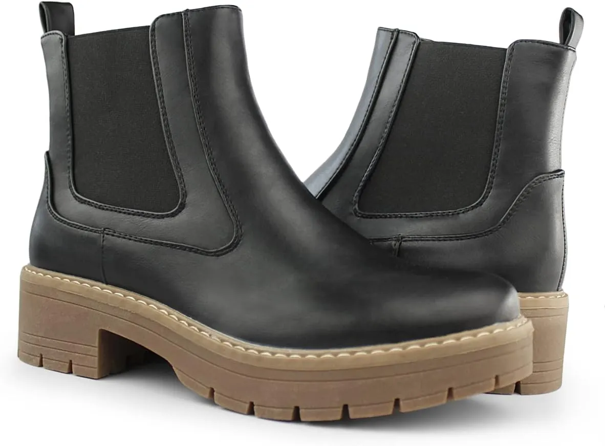 Hawkwell Women's Slip On Chunky Heel Ankle Chelsea Boot