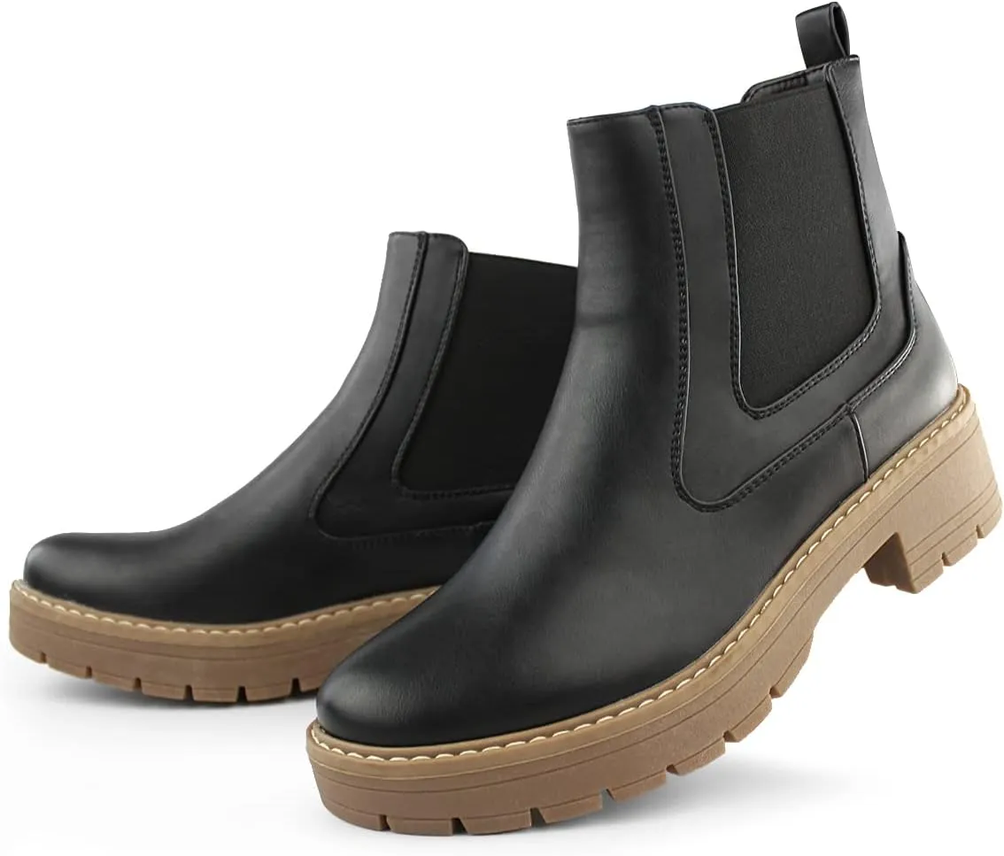 Hawkwell Women's Slip On Chunky Heel Ankle Chelsea Boot