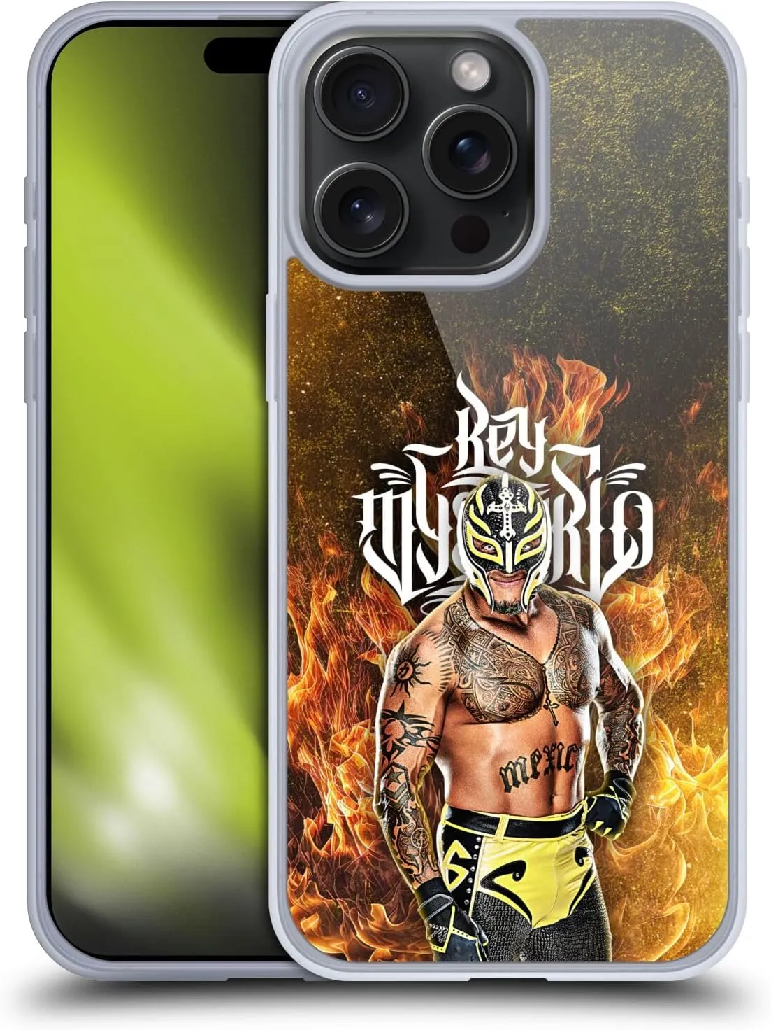 Head Case Designs Officially Licensed WWE Portrait Rey Mysterio Soft Gel Case Compatible with Apple iPhone 15 Pro Max
