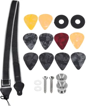 Hemoton 1 Set Guitar Neck Strap Universal Guitar Shoulder Belt End Pin Plectrum Metal Cloth Material Random Color