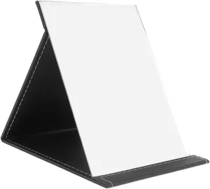 Hemoton Large Tabletop Mirror Pu Cover Square Cosmetics Mirror for Desk Foldable Makeup Mirror for Indoor Use