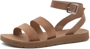 Herstyle Needed Me Women's Flat Sandals, Open Toe Two Bands with Ankle Strap and Buckle, Lightweight Sandals with Cushioned Footbed for Summer Walking and Daily Wear