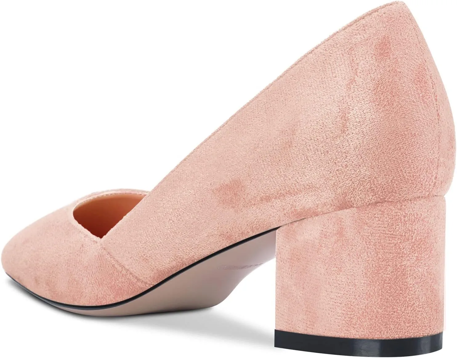 HEUIVZAR Pumps for Women Slip-on Round Toe Block Chunky Low Heel Shopping Vacation Classic Suede 2 Inch