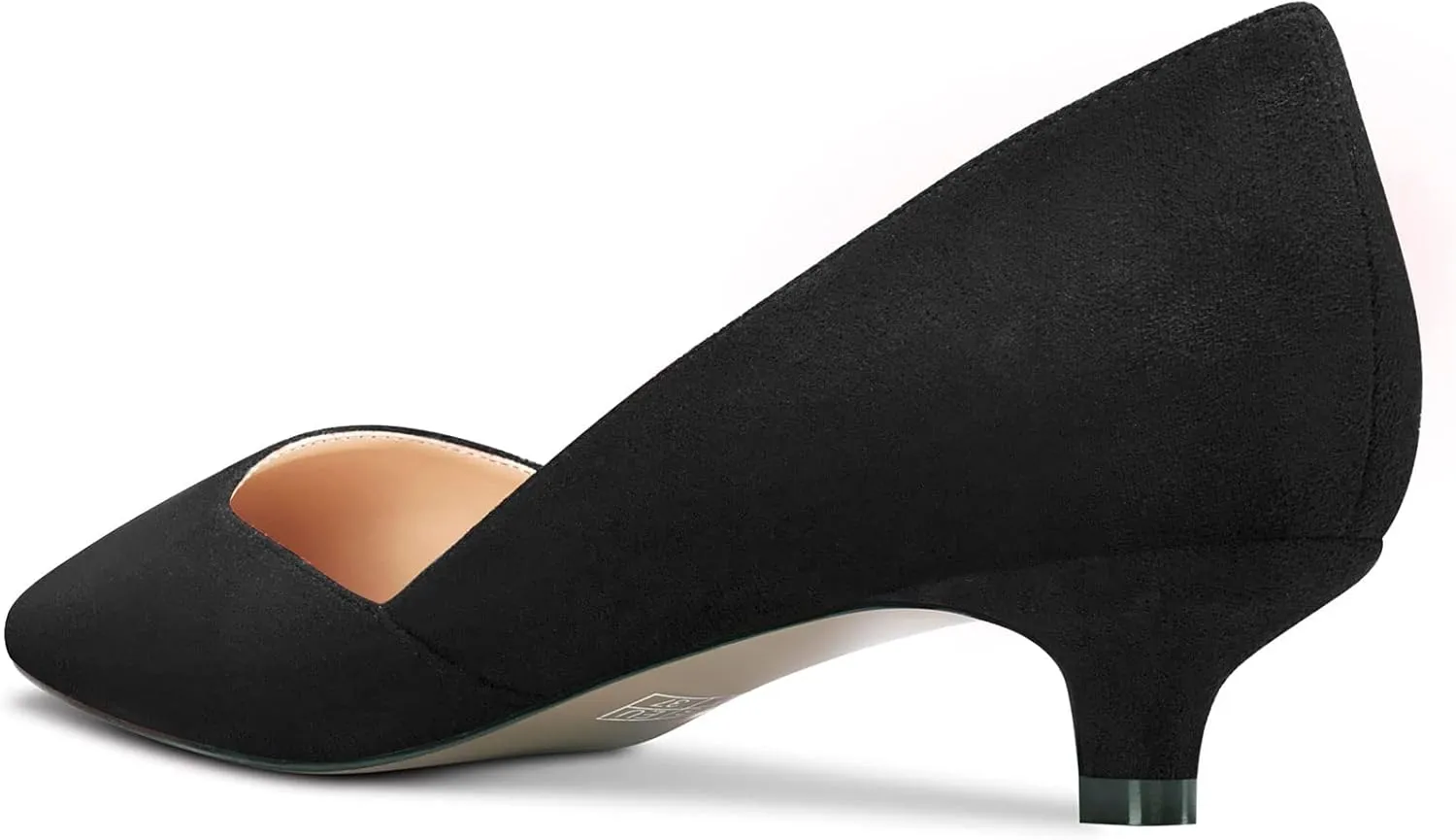 HEUIVZAR Pumps for Womens Square Toe Low Kitten Heel Slip On Suede Casual Comfort Dress Shoes 1.5 Inch