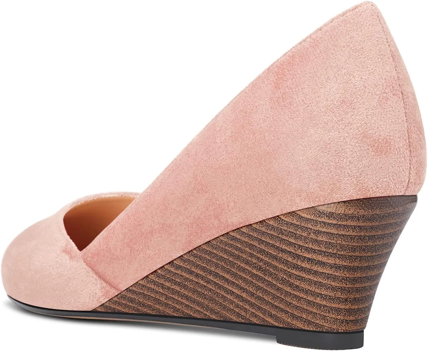HEUIVZAR Slip On Wedge Pumps for Womens Closed Round Toe Mid Chunky Block Heel Suede Casual Comfort Dress Shoes 2 Inch
