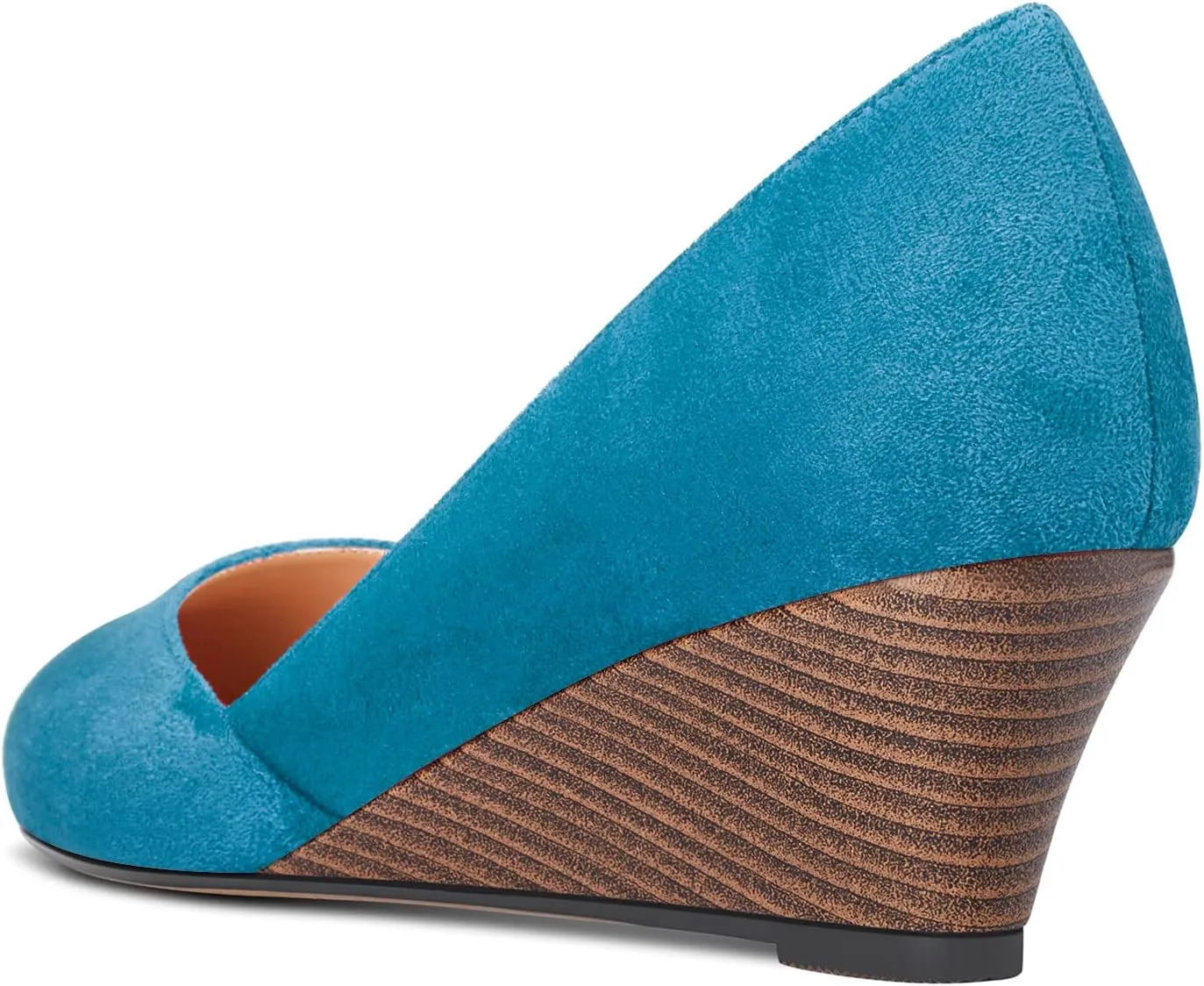 HEUIVZAR Slip On Wedge Pumps for Womens Closed Round Toe Mid Chunky Block Heel Suede Casual Comfort Dress Shoes 2 Inch