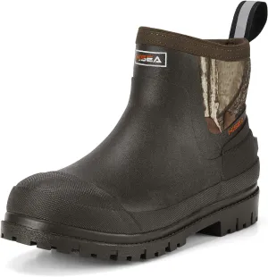 HISEA Men's Chelsea Rain Boots, Rubber Ankle Short Boots for Men Waterproof, Durable Insulated Mud Booties for Outdoor Garden Work