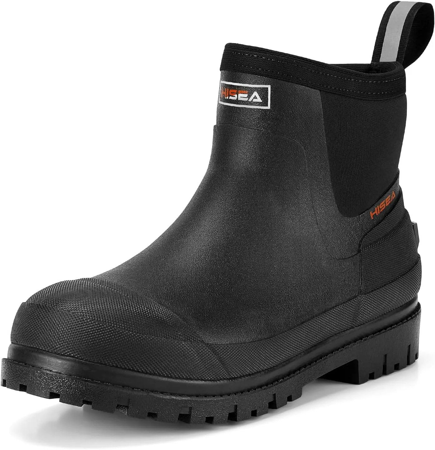 HISEA Men's Chelsea Rain Boots, Rubber Ankle Short Boots for Men Waterproof, Durable Insulated Mud Booties for Outdoor Garden Work