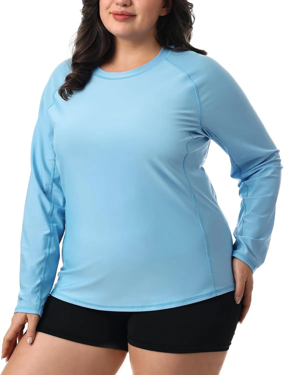 HODOSPORTS Women's Plus Size Rash Guard UPF 50  Swim Shirt Sun Protection Swimsuit Top Long Sleeve 1X-6X