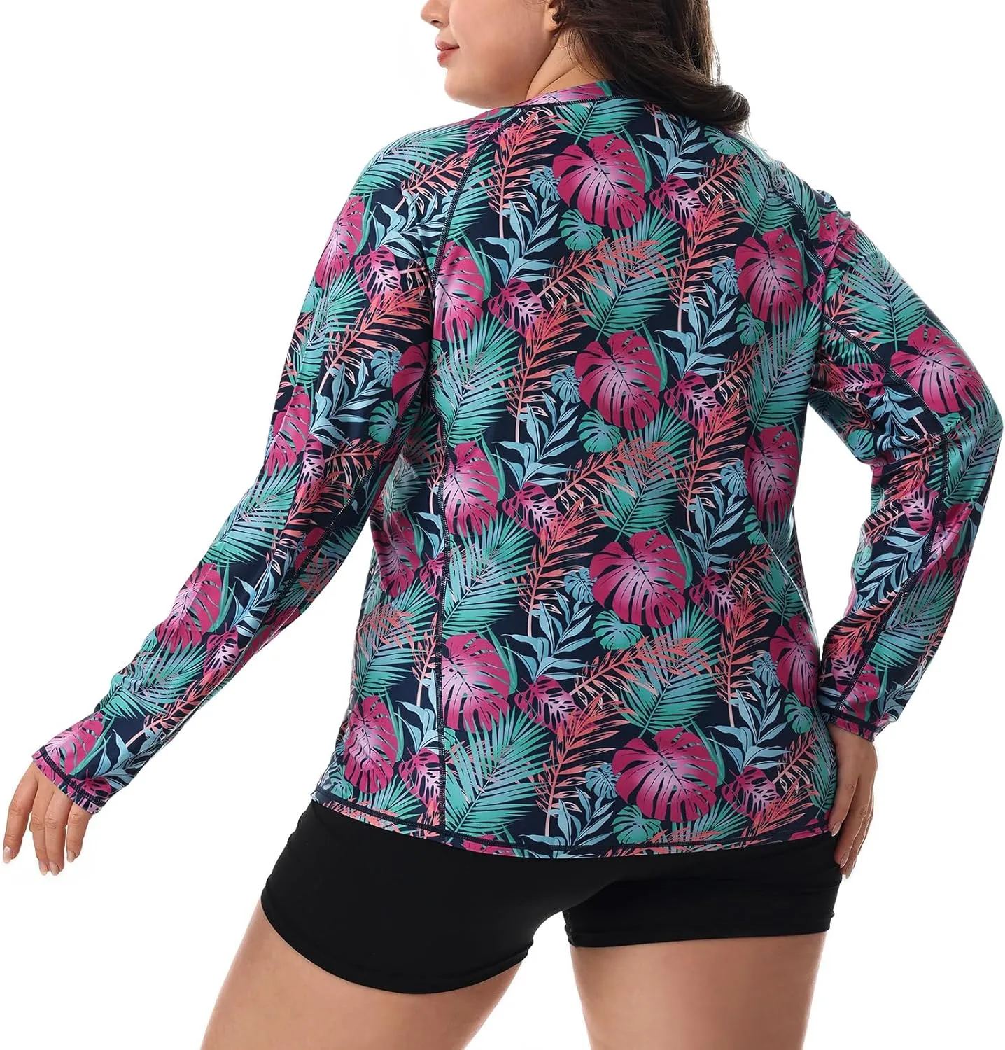 HODOSPORTS Women's Plus Size Rash Guard UPF 50  Swim Shirt Sun Protection Swimsuit Top Long Sleeve 1X-6X