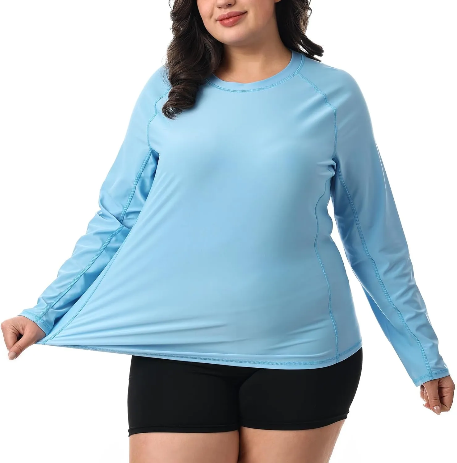 HODOSPORTS Women's Plus Size Rash Guard UPF 50  Swim Shirt Sun Protection Swimsuit Top Long Sleeve 1X-6X