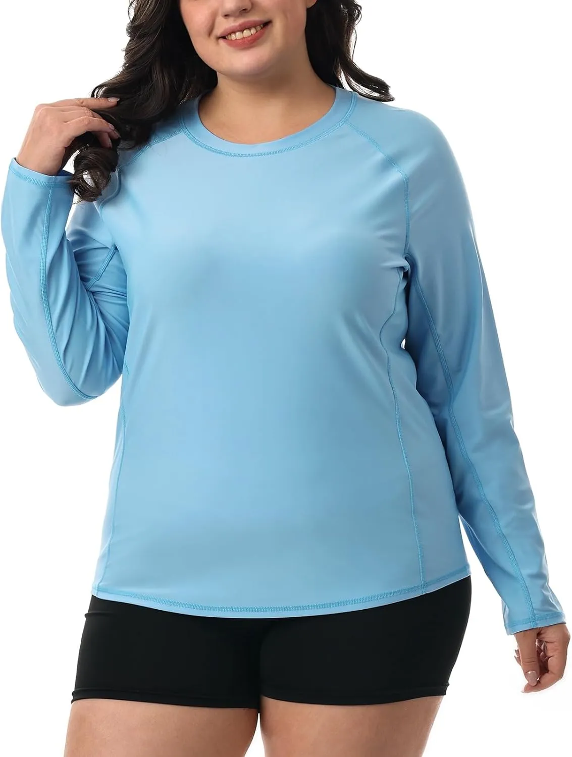 HODOSPORTS Women's Plus Size Rash Guard UPF 50  Swim Shirt Sun Protection Swimsuit Top Long Sleeve 1X-6X