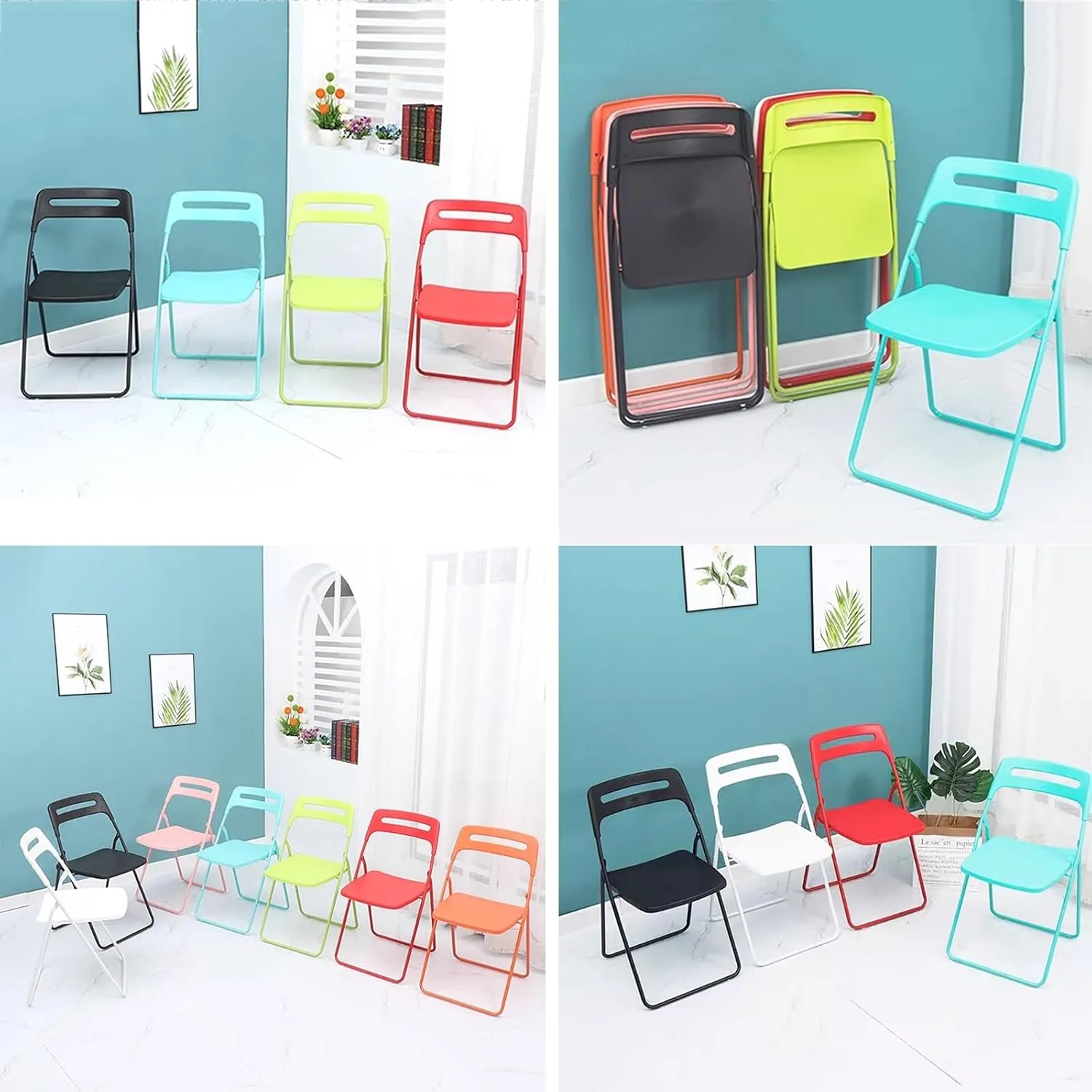 Home Outdoor Dining air Folding air Stool Plastic Portable backrest air(Grün)